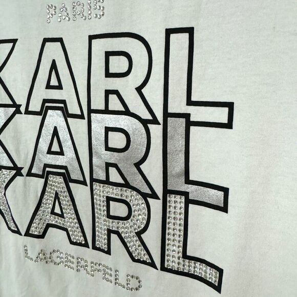 Karl Lagerfeld Paris Rhinestones Tee - Size Large - Picture 5 of 8